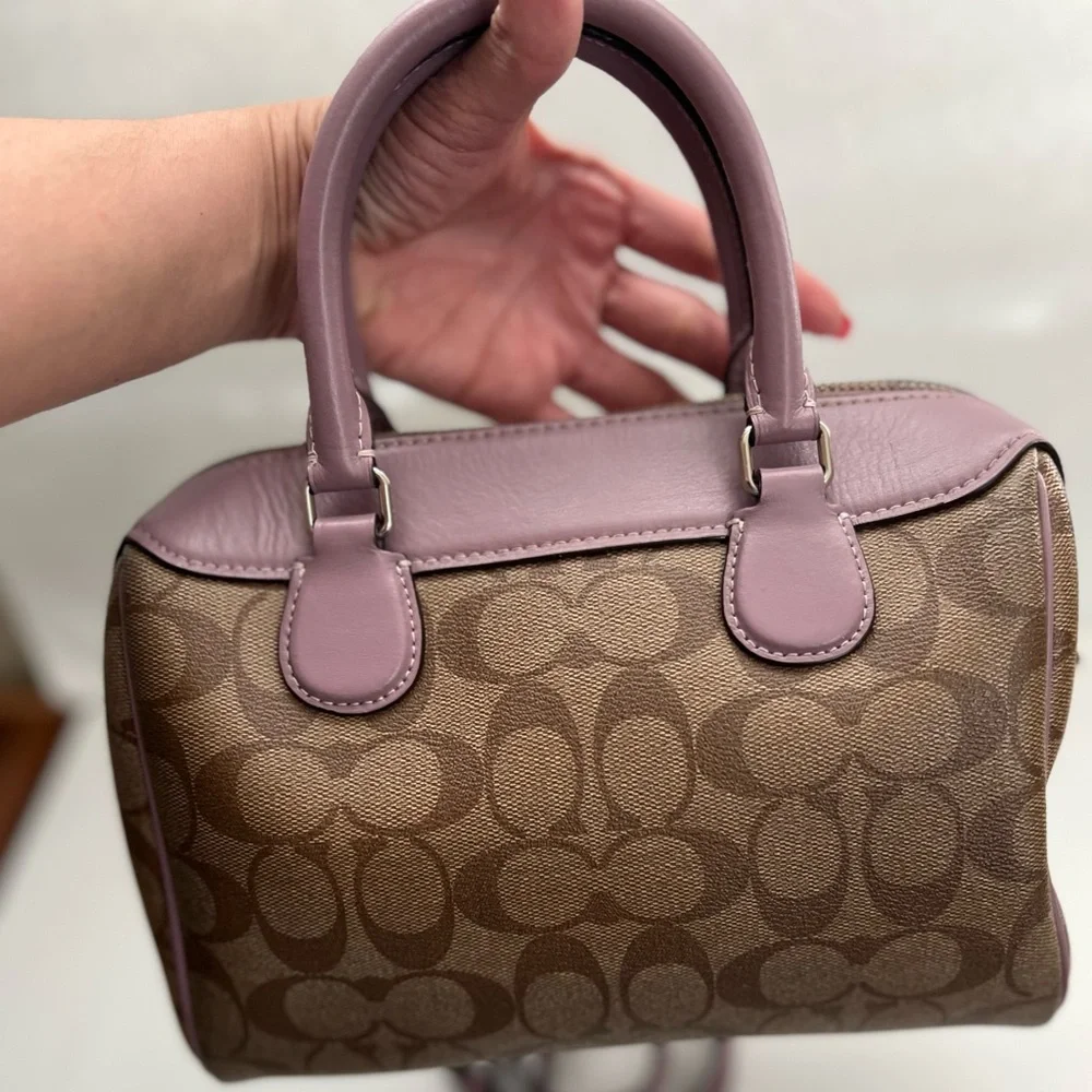 Coach Small Rowan CC signature brown and Lilac trim Crossbody Bag - Picture 5 of 15